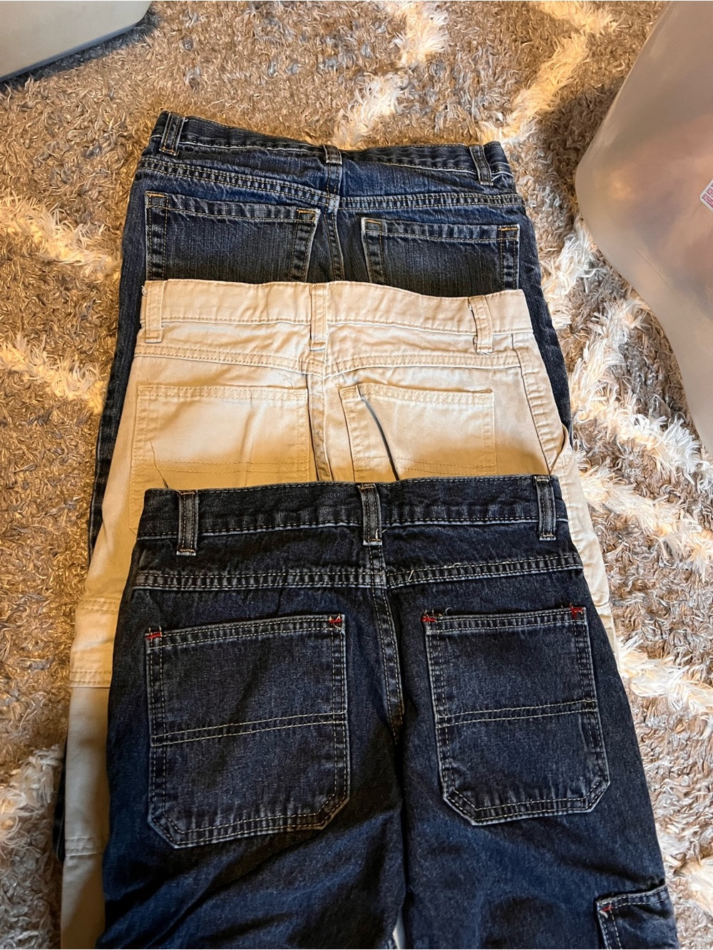 Three-Pack Casual Jeans in Dark Wash and Khaki